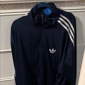 adidas Navy Track Jacket with White Three Stripes